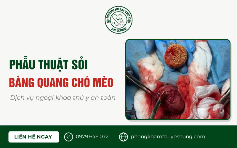 phẫu thuật sỏi bàng quang cho chó mèo
